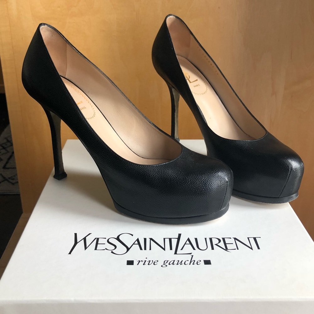 Authentic YSL Vernigolf Black 100 heels
